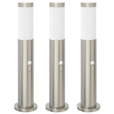 VidaXL borne d'éclairage avec capteur 3 pièces 50 cm acier inoxydable IP44