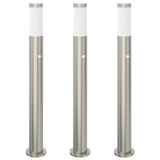VidaXL borne d'éclairage avec capteur 3 pièces 80 cm acier inoxydable IP44