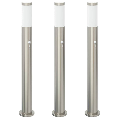 VidaXL borne d'éclairage avec capteur 3 pièces 80 cm acier inoxydable IP44