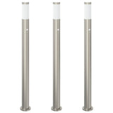 VidaXL borne d'éclairage avec capteur 3 pièces 110 cm acier inoxydable IP44