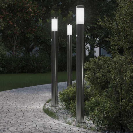 VidaXL borne d'éclairage avec capteur 3 pièces 110 cm acier inoxydable IP44