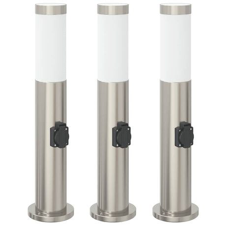 Vidaxx borne d'éclairage avec douille 3 pièces 50 cm acier inoxydable IP44