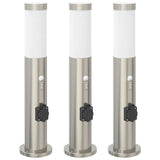 Vidaxx borne d'éclairage avec capteur et prise 3 pièces 50 cm acier inoxydable IP44