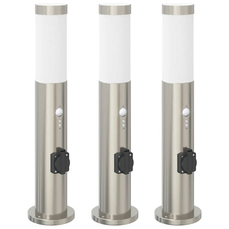 Vidaxx borne d'éclairage avec capteur et prise 3 pièces 50 cm acier inoxydable IP44