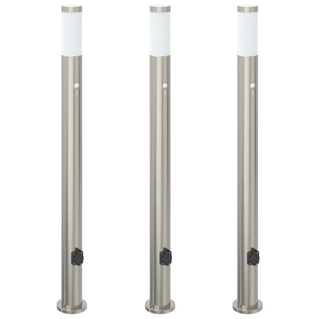 Vidaxx borne d'éclairage avec capteur et prise 3 pièces 110 cm acier inoxydable IP44