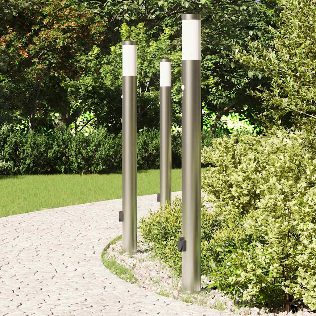 Vidaxx borne d'éclairage avec capteur et prise 3 pièces 110 cm acier inoxydable IP44