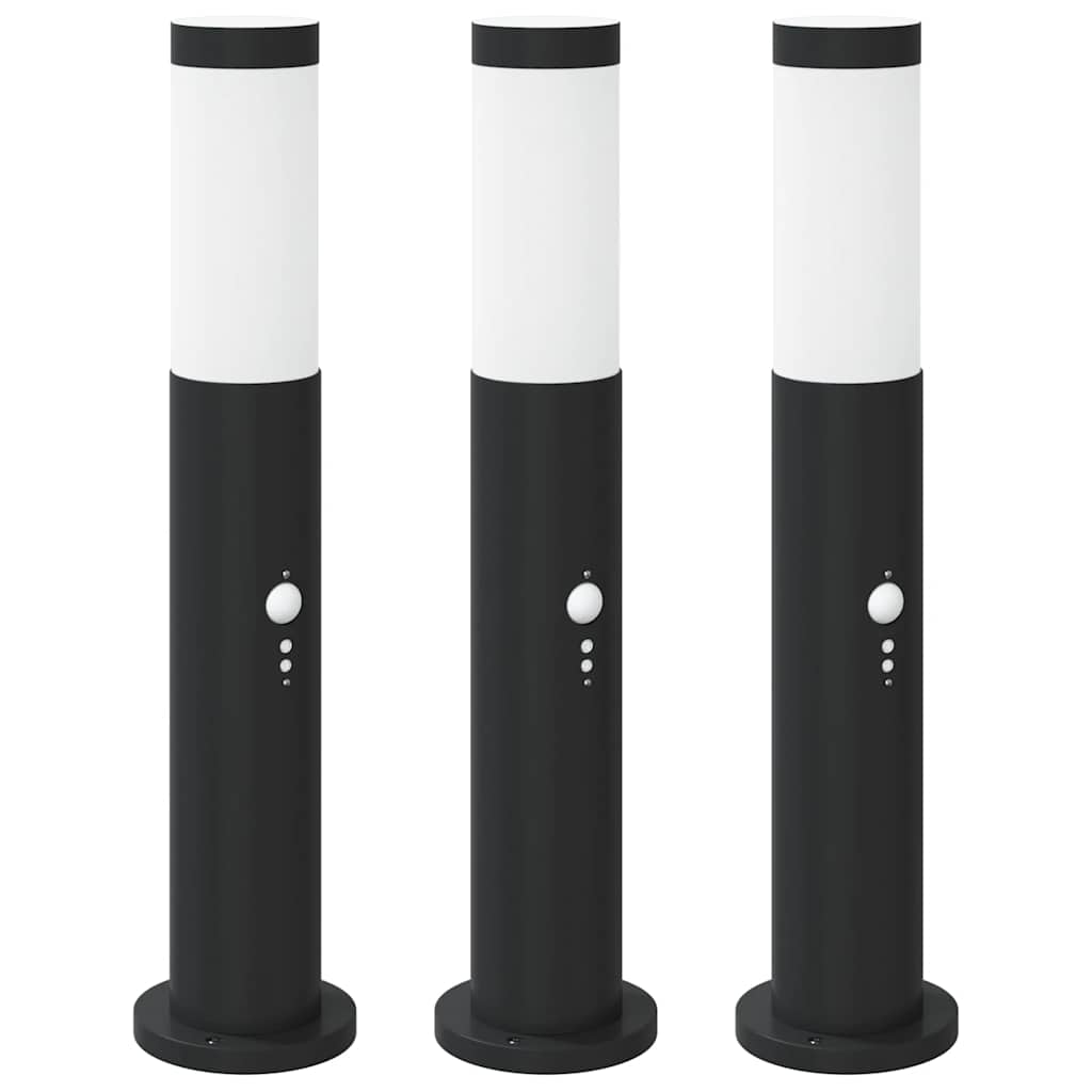 VidaXL borne d'éclairage avec capteur 3 pièces 50 cm acier inoxydable IP44