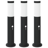 VidaXL borne d'éclairage avec capteur 3 pièces 50 cm acier inoxydable IP44