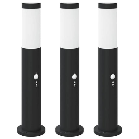 VidaXL borne d'éclairage avec capteur 3 pièces 50 cm acier inoxydable IP44