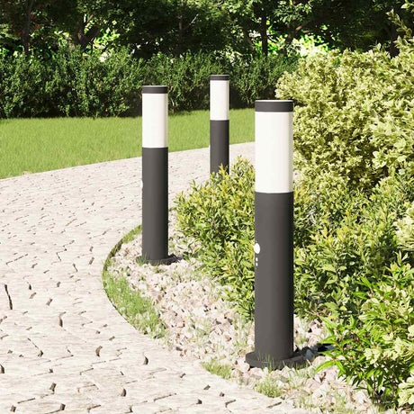 VidaXL borne d'éclairage avec capteur 3 pièces 50 cm acier inoxydable IP44