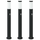 VidaXL borne d'éclairage avec capteur 3 pièces 80 cm acier inoxydable IP44