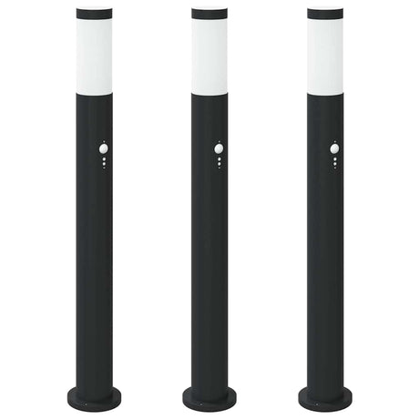 VidaXL borne d'éclairage avec capteur 3 pièces 80 cm acier inoxydable IP44