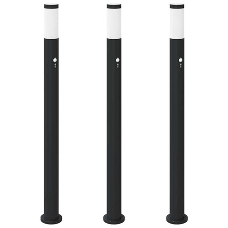 VidaXL borne d'éclairage avec capteur 3 pièces 110 cm acier inoxydable IP44