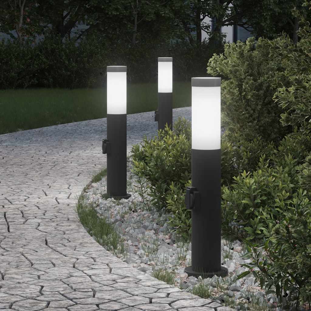 Vidaxx borne d'éclairage avec douille 3 pièces 50 cm acier inoxydable IP44