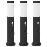 Vidaxx borne d'éclairage avec capteur et prise 3 pièces 50 cm acier inoxydable IP44