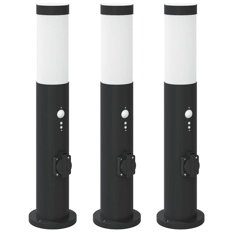 Vidaxx borne d'éclairage avec capteur et prise 3 pièces 50 cm acier inoxydable IP44