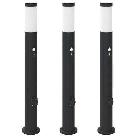 Vidaxx borne d'éclairage avec capteur et prise 3 pièces 80 cm acier inoxydable IP44