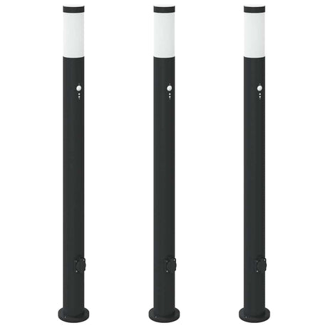 Vidaxx borne d'éclairage avec capteur et prise 3 pièces 110 cm acier inoxydable IP44