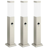 VidaXL borne d'éclairage avec capteur 3 pièces 50 cm acier inoxydable IP44