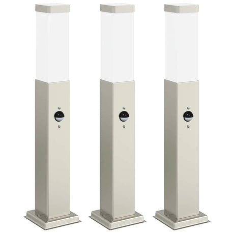 VidaXL borne d'éclairage avec capteur 3 pièces 50 cm acier inoxydable IP44