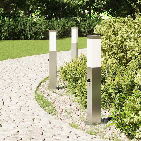 VidaXL borne d'éclairage avec capteur 3 pièces 50 cm acier inoxydable IP44