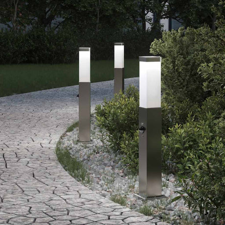 VidaXL borne d'éclairage avec capteur 3 pièces 50 cm acier inoxydable IP44