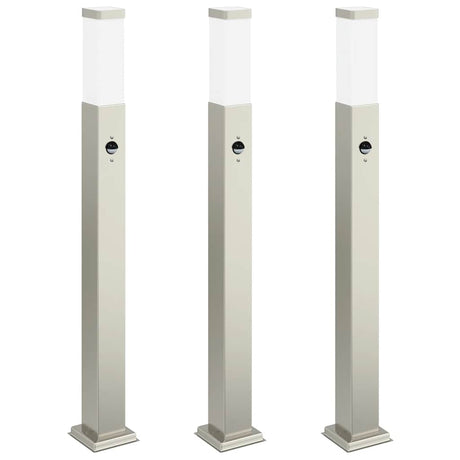 VidaXL borne d'éclairage avec capteur 3 pièces 80 cm acier inoxydable IP44