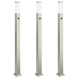 VidaXL borne d'éclairage avec capteur 3 pièces 110 cm acier inoxydable IP44