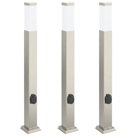 Vidaxx borne d'éclairage avec douille 3 pièces 80 cm acier inoxydable IP44