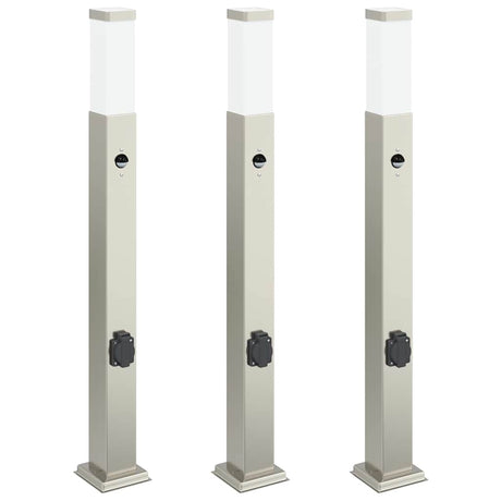 Vidaxx borne d'éclairage avec capteur et prise 3 pièces 80 cm acier inoxydable IP44