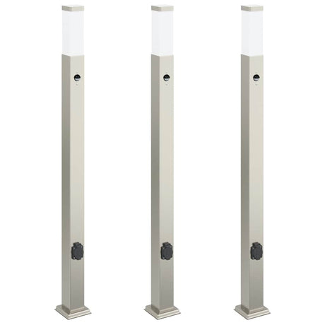 Vidaxx borne d'éclairage avec capteur et prise 3 pièces 110 cm acier inoxydable IP44