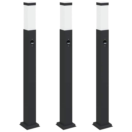 VidaXL borne d'éclairage avec capteur 3 pièces 80 cm noir IP44