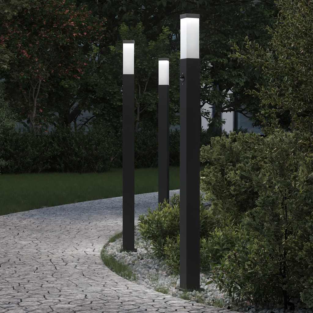 Vidaxx borne d'éclairage avec capteur 3 pièces 110 cm noir IP44