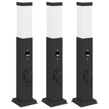 Vidaxx borne d'éclairage avec capteur et prise 3 pièces 50 cm noir IP44
