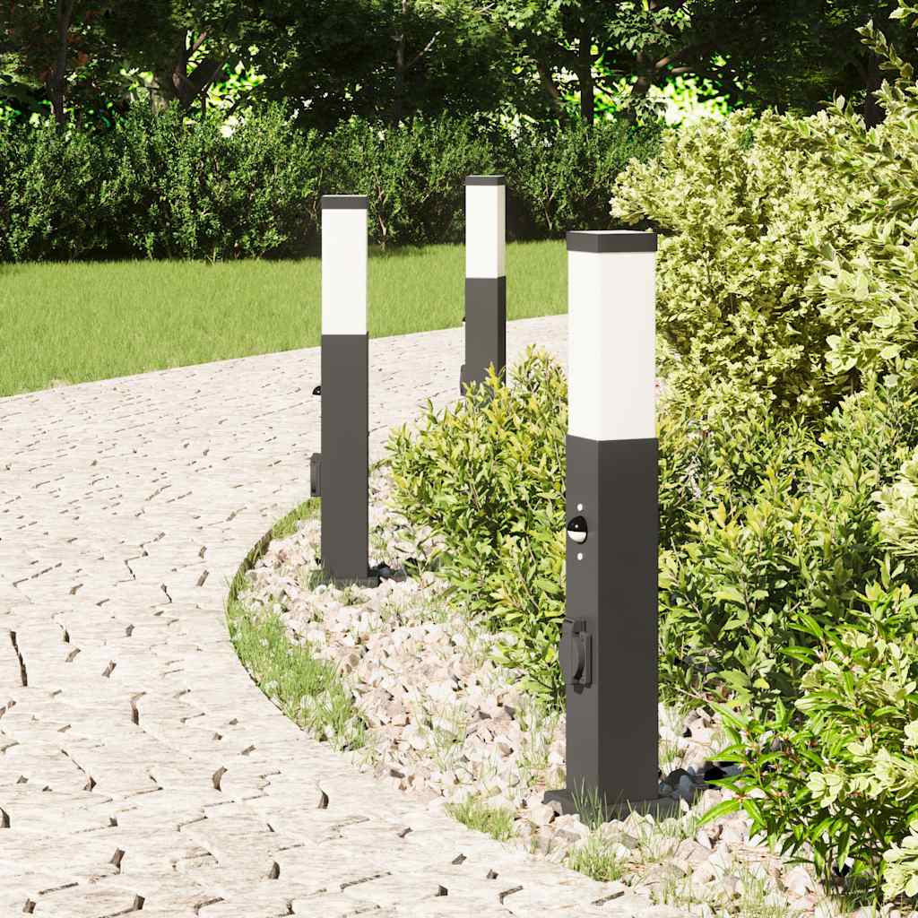 Vidaxx borne d'éclairage avec capteur et prise 3 pièces 50 cm noir IP44