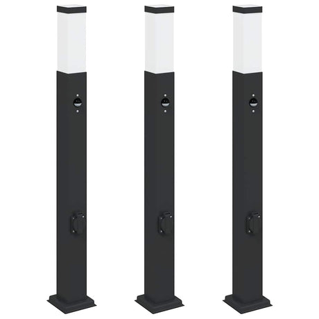 Vidaxx borne d'éclairage avec capteur et prise 3 pièces 80 cm noir IP44