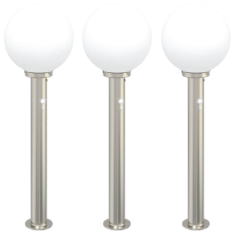 VidaXL borne d'éclairage avec capteur 3 pièces 80 cm acier inoxydable IP44