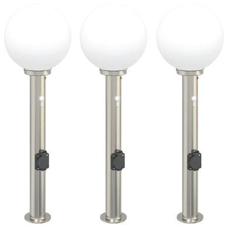 Vidaxx borne d'éclairage avec capteur et prise 3 pièces 80 cm acier inoxydable IP44