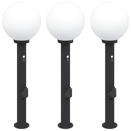Vidaxx borne d'éclairage avec capteur et prise 3 pièces 80 cm noir IP44