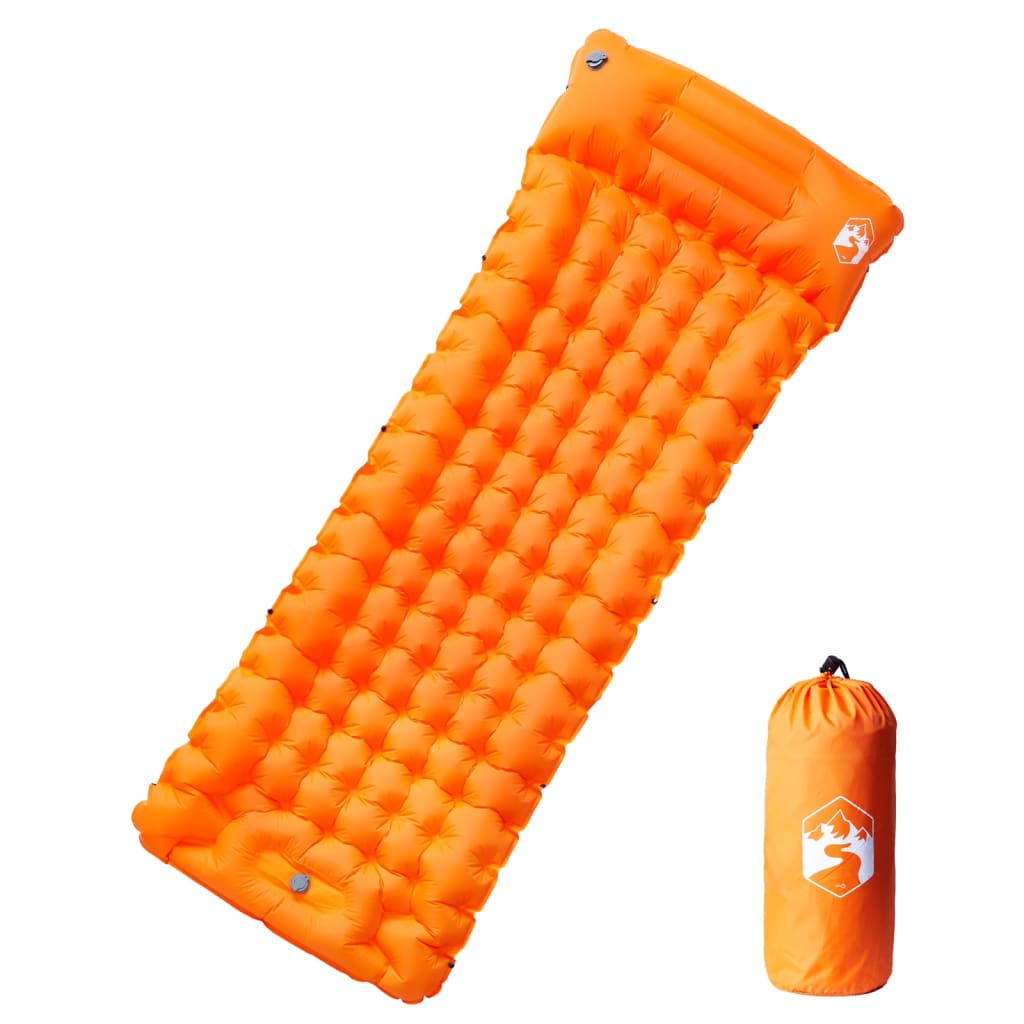 Vidaxl matelas de camping avec oreiller autogonflant 1 personne orange