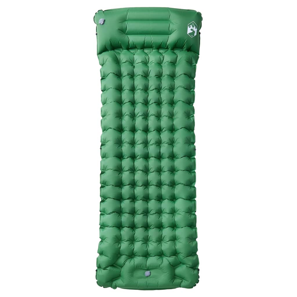 Vidaxl matelas de camping avec oreiller autogonflant 1 personne vert