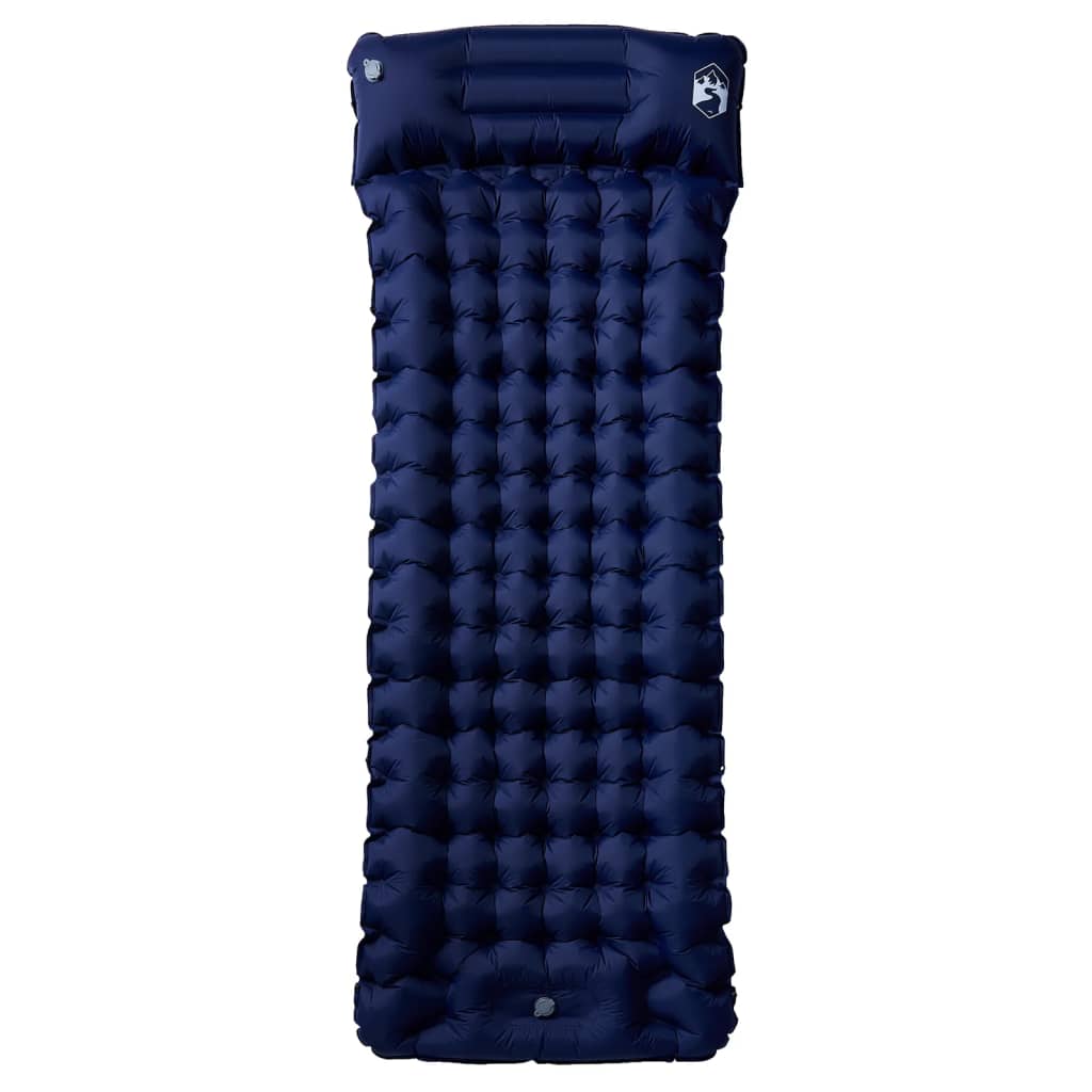 VidaXL matelas de camping avec oreiller autogonflant 1 personne bleu marine