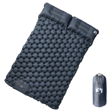 Vidaxl matelas de camping avec oreillers autogonflant 2 personnes gris