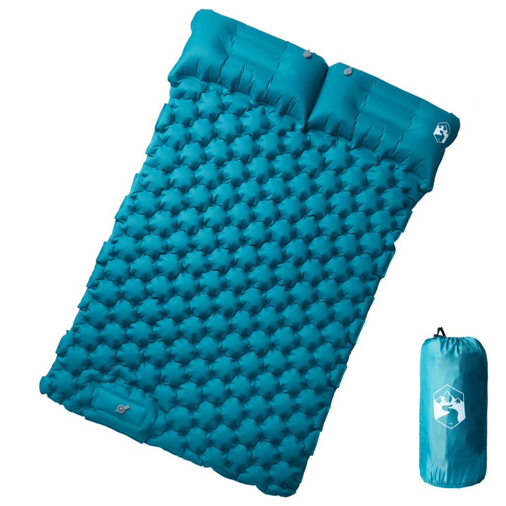 VidaXL Matelas de camping avec oreillers autogonflant 2 personnes bleu