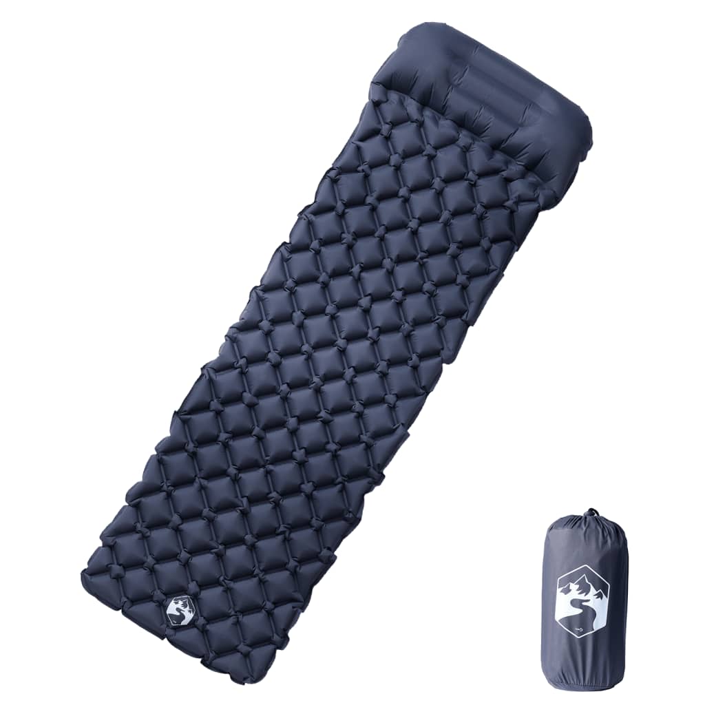 Vidaxl matelas de camping avec oreiller gonflable 1 personne gris