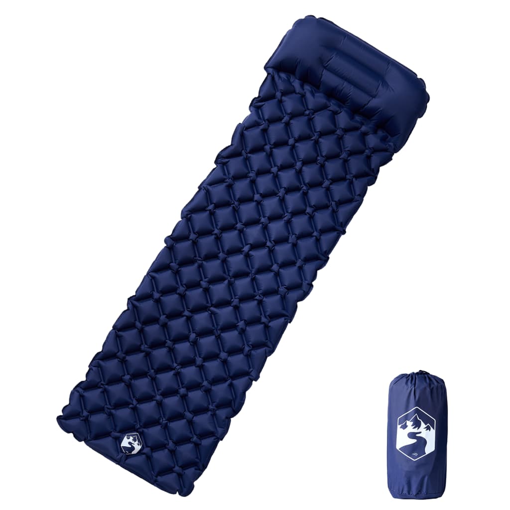 VidaXL matelas de camping avec oreiller gonflable 1 personne bleu marine