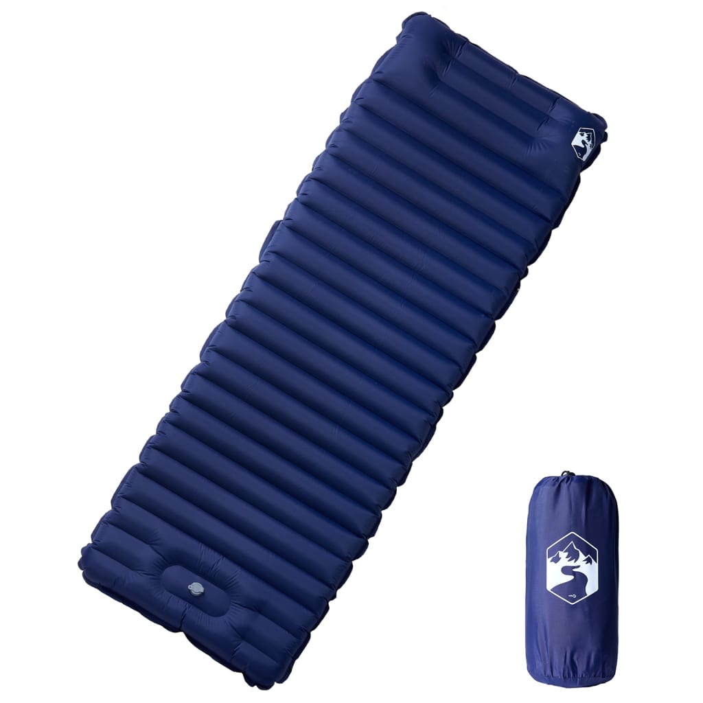 VidaXL matelas de camping avec oreiller autogonflant 1 personne bleu marine