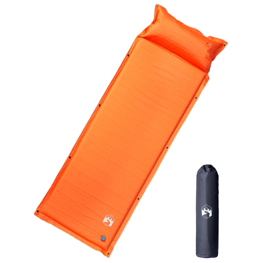 Vidaxl matelas de camping avec oreiller autogonflant 1 personne orange