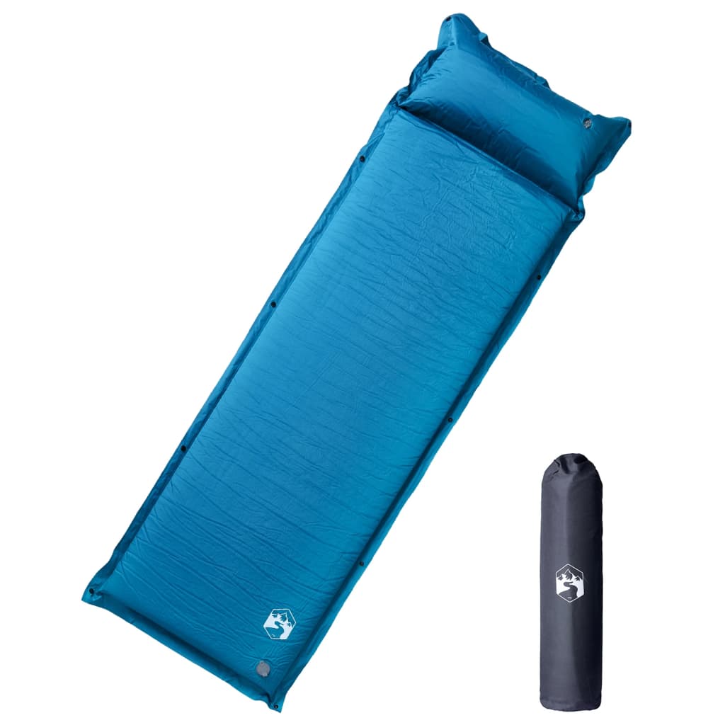 Vidaxl matelas de camping avec oreiller autogonflant 1 personne turquoise
