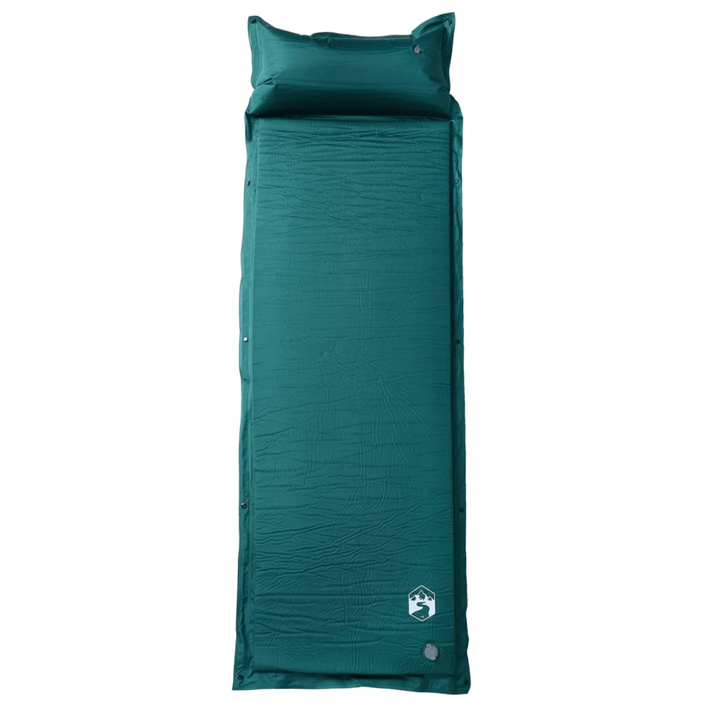 Vidaxl matelas de camping avec oreiller autogonflant 1 personne vert
